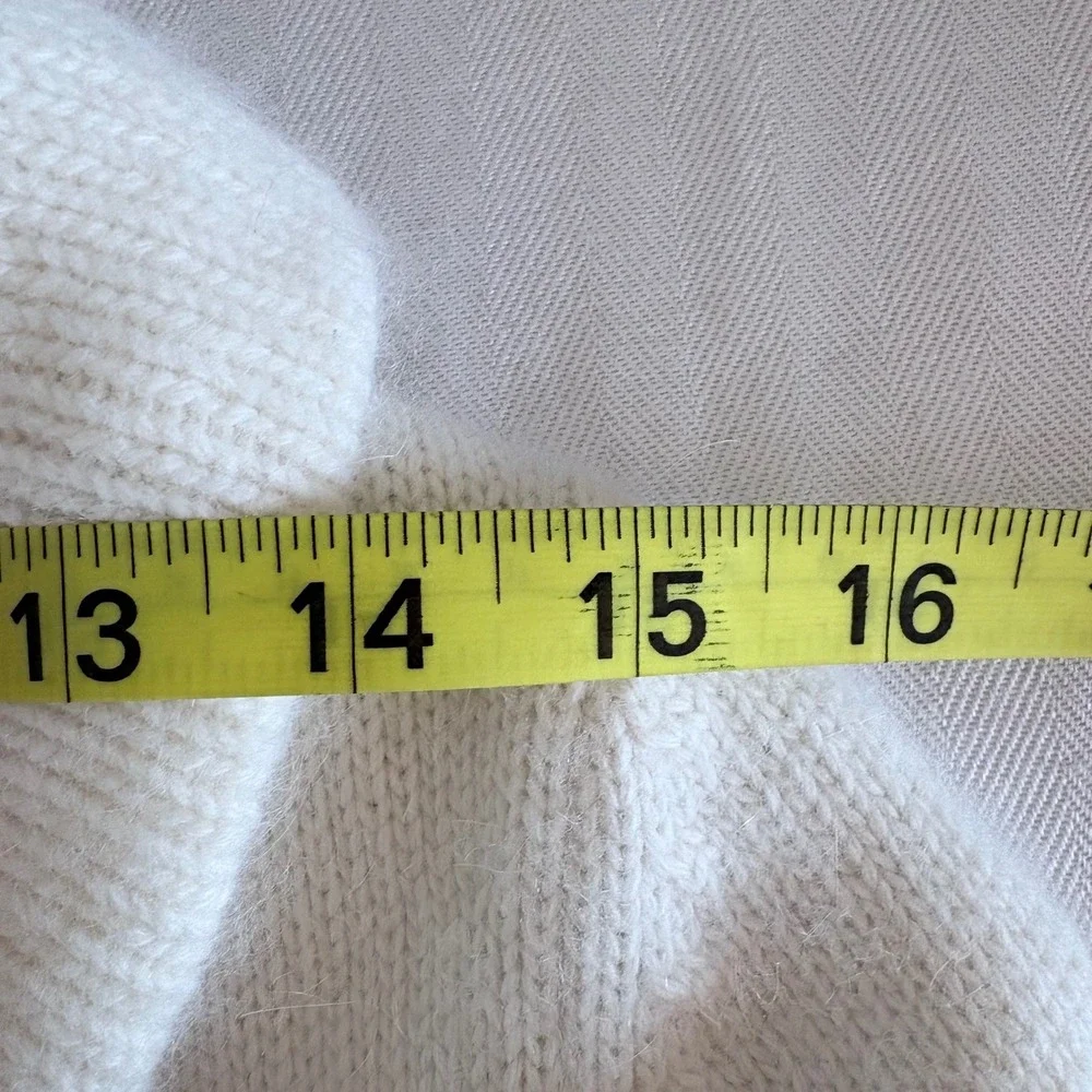 Y2K 90s ANN TAYLOR Angora Cream‎ Shawl Collar Button Front Cardigan Sweater MP